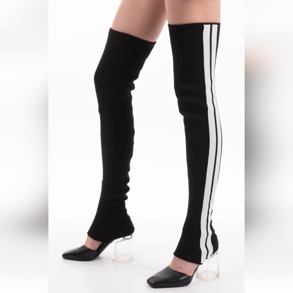 PALM ANGELS Over The Knee OTK Sock Boots Bootie Heels - Picture 5 of 8